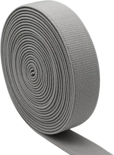 Miniatura 10 de Banda elástica de costura de 1 pulgada por 5 yardas, color negro, sarga de doble cara, elástica tejida