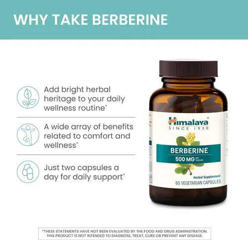 Miniatura 4 de Himalaya Berberina - Suplemento herbal para apoyar el metabolismo normal, inmunidad y salud digestiva - Vegano, sin gluten, 500 mg, 60 cápsulas