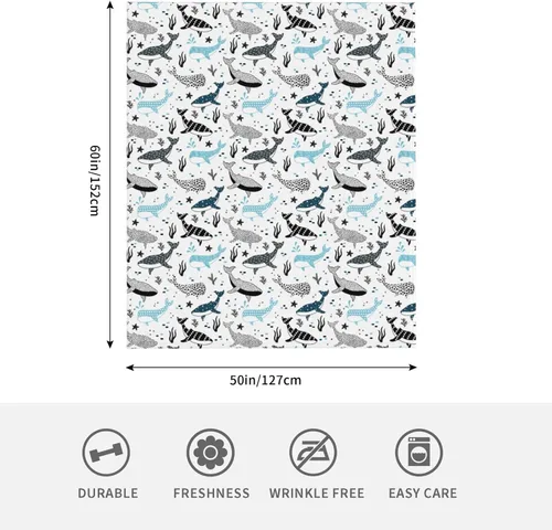 Miniatura 5 de Manta de ballenas con diseño de tiburones, manta ligera y cálida de franela de forro polar, acogedora y suave, manta de aire acondicionado, regalos