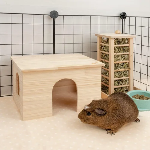 Miniatura 4 de Niteangel Casa de madera con ventana, chinchilla y cobaya cabaña escondite