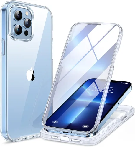 Miniatura 259 de Miracase Funda para iPhone 13 de 6.1 pulgadas, [sin burbujas] funda de teléfono de cuerpo completo con pantalla de vidrio completa integrada, sin