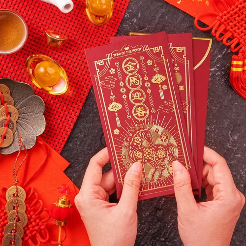 Miniatura 3 de Sobres rojos de año nuevo chino, 36 paquetes rojos de Año Nuevo Lunar 2026, Hong Bao con diseño de lámina dorada, sobres de dinero de regalo, año