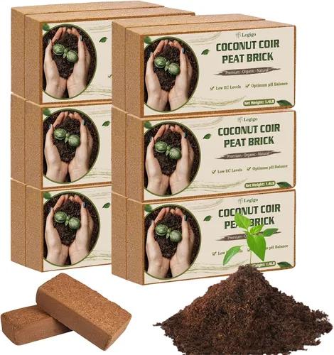 Miniatura 10 de Legigo Paquete de 6 Ladrillos Premium de Fibra de Coco para Plantas - 100% Orgánico Ladrillos Comprimidos de Fibra de Coco para Mezcla Inicial