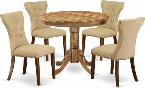 Miniatura 20 de East West Furniture ANGA3-ABK-24 - Juego de comedor de 3 piezas para espacios pequeños que contiene una mesa de cocina redonda con pedestal y 2