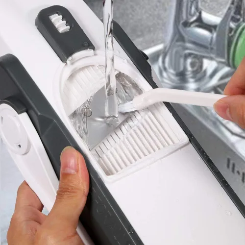 Miniatura 5 de ONCE FOR ALL Cortadora de mandolina segura para cocina, rebanadora de verduras profesional para rebanadas de patata de alimentos, grosor ajustable