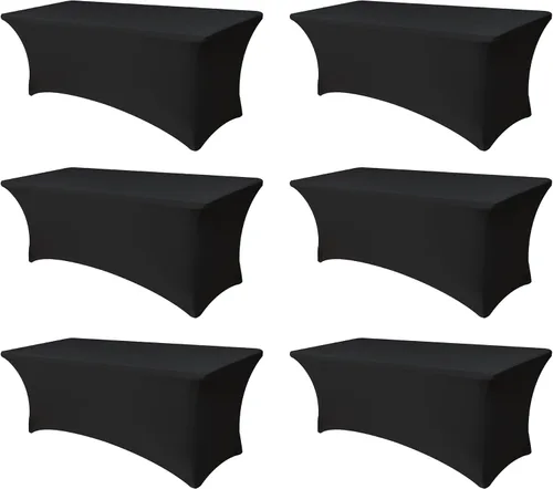 Miniatura 46 de Funda Elástica para Mesa para Mesas Rectangulares de 4 pies - Paquete de 8 Manteles de Spandex Azul Aguamarina con Elástico - Para Mesas Plegables