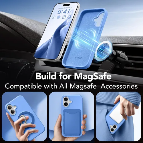 Miniatura 53 de GONEZ Funda de silicona para iPhone 15 Pro Max, compatible con Magsafe, protector de cámara + protector de pantalla, forro de microfibra suave