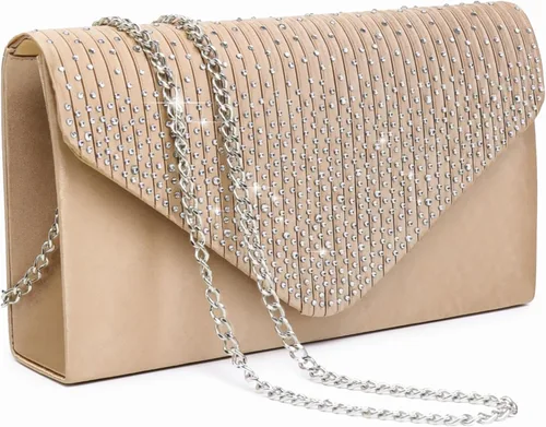 Miniatura 15 de Dasein Bolso de mano con satén satinado para mujer, tipo embrague, para noche, bandolera, bolsos, fiesta, graduación, boda, sobre