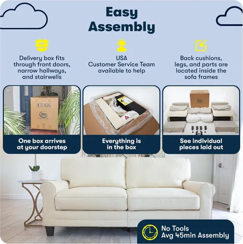 Miniatura 11 de Serta Palisades Sofás Tapizados para Sala, Sofá de Diseño Moderno, Tela, Beige