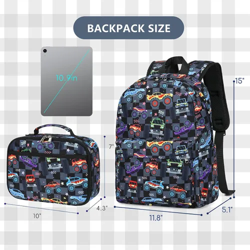 Miniatura 109 de CAMTOP - Conjunto de mochila y lonchera con estampados divertidos para niños de preescolar y primaria), Y0058-2