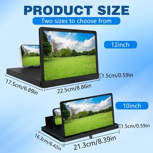 Miniatura 2 de Lupa de pantalla para teléfono celular, Lupa 3D HD con proyector de pantalla agrandada para películas, videos y juegos, soporte de teléfono plegable