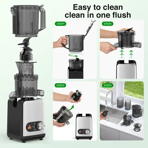 Miniatura 7 de AGLUCKY Exprimidor de prensa en frío, extractor de jugo de canal de alimentación grande, máquina de autoalimentación de alto rendimiento de jugo