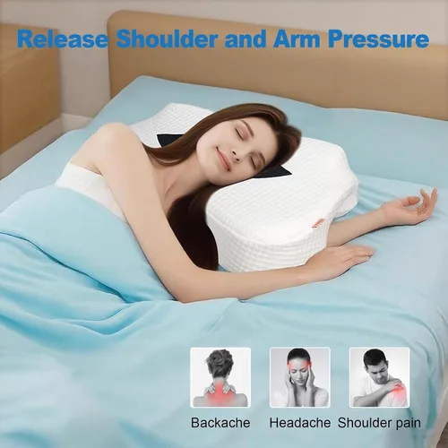 Miniatura 2 de Almohada para dormir de lado con orificios para los brazos, almohada de espuma viscoelástica para alivio del dolor cervical de cuello, hombros