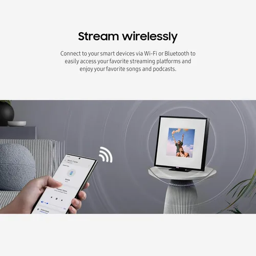 Miniatura 3 de Samsung LS60D Music Frame Altavoz inteligente con audio Dolby Atmos, Q-Symphony, diseño personalizable, sonido de amplio rango, transmisión