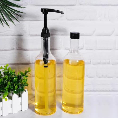 Miniatura 4 de Maxdot 2 piezas botellas de jarabe de 25 oz con bomba, botellas de cuello largo, dispensador de bomba de jarabe de plástico para accesorios de bar