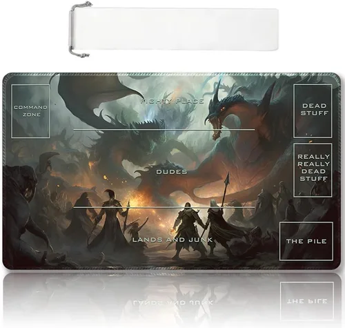 Miniatura 64 de Tapete de Juego MTG Premium Cosido con Zonas y Respaldo de Goma Antideslizante - Tapete de Juego TCG para MTG y Otros Juegos de Cartas - Diseño Dkt