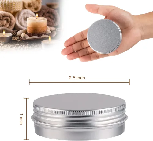 Miniatura 2 de OBKJJ 48 latas redondas de aluminio con tapa, latas de metal de 2 onzas, recipientes para velas de alimentos con tapas de rosca para manualidades