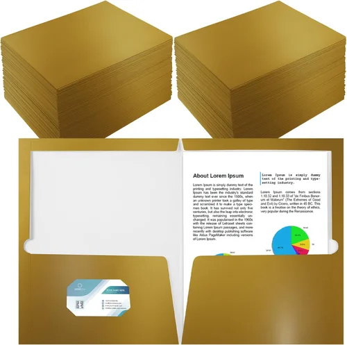 Miniatura 8 de Yeaqee Paquete de 100 carpetas a granel con 2 bolsillos, carpetas de papel laminado brillante, tamaño carta, tamaño carta, dos bolsillos, Azul