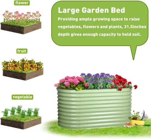 Miniatura 10 de Aoodor Aluzinc - Cama de jardín modular 2 en 1 elevada de metal, 63 pulgadas de largo x 32 pulgadas de ancho x 32 pulgadas de alto, maceta