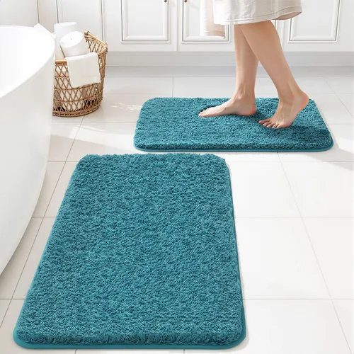 Miniatura 98 de MIULEE Juego de 2 alfombras de baño antideslizantes peludas extra gruesas y suaves, alfombrillas de baño de microfibra suave absorbente de agua