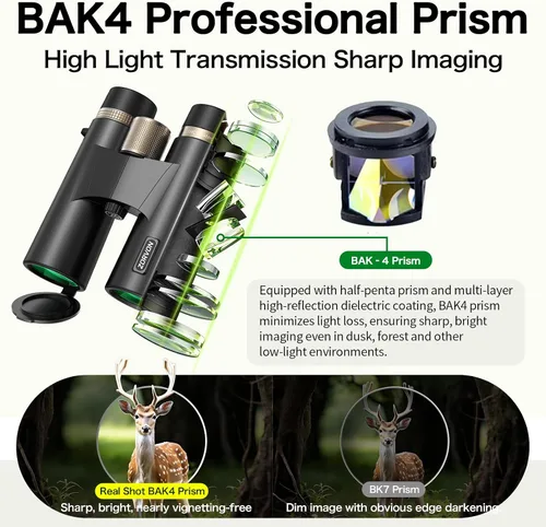 Miniatura 6 de Prismáticos HD de 10 x 42 para adultos, prismáticos de alta potencia con prisma BAK4, visión de poca luz, fácil enfoque, binoculares impermeables