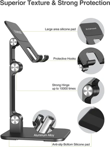 Miniatura 7 de elitehood Soporte de aluminio para iPad para escritorio [ultraestable y resistente], soporte para tableta de altura ajustable, soporte portátil