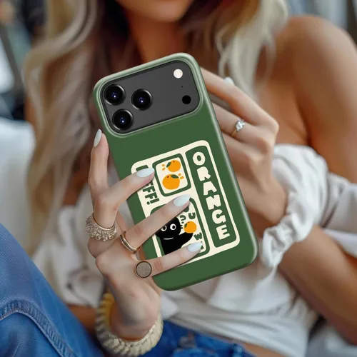 Miniatura 4 de Goodon para iPhone 17 Pro, Funda Estética de Gato Negro y Niña Naranja, Compatible con Magsafe, Funda Protectora Retro Única y Moderna de Silicona