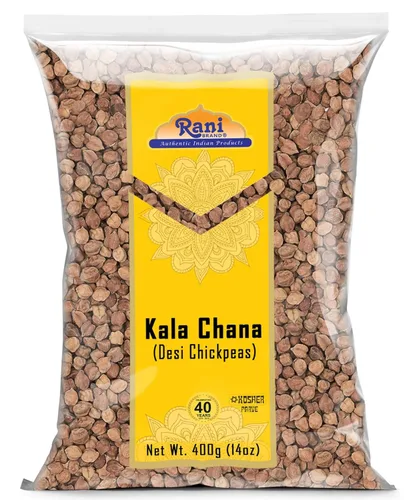 Rani Kala Chana (garbanzos desi chana con piel)14oz (400g) ~ Todo natural | Apto para gluten | Sin OMG | Kosher | Vegano | Origen indio