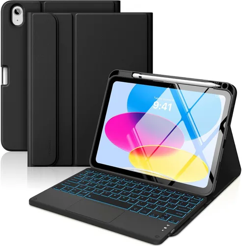 Miniatura 23 de MoKo Funda con teclado táctil para iPad (A16) 11ª generación de 11 pulgadas 2025, iPad de 10.9 pulgadas de 10.9 pulgadas, funda con soporte para azul