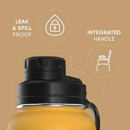 Miniatura 2 de Hydrapeak - Botella de agua de 32 onzas, con tapa Chug, reutilizable, de acero inoxidable, a prueba de fugas, aislamiento térmico al vacío de doble