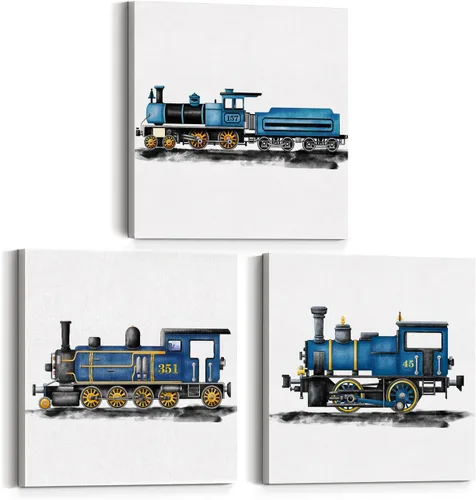 Miniatura 14 de Juego de 3 lienzos artísticos de tractores y vehículos agrícolas para cuarto de bebé, pinturas enmarcadas, impresiones de acuarela, viejos camiones