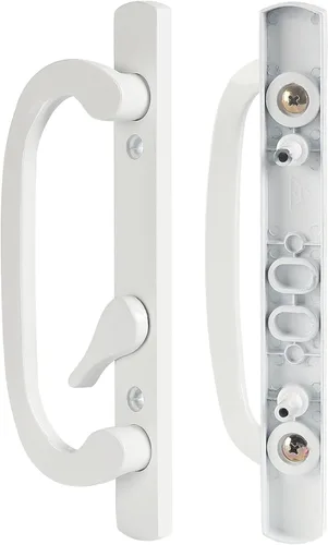 MaxxGeek Juego de manijas de puerta corrediza de patio con tiradores I/E fundidos a presión de zinc, giro de pulgar desplazado, se adapta a puertas
