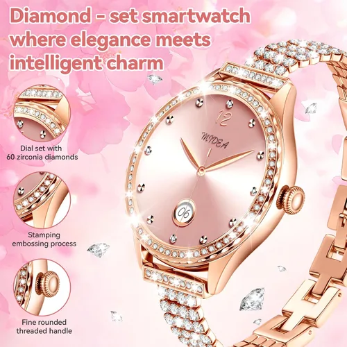 Miniatura 2 de Reloj inteligente para mujer – Hacer/responder llamadas, reloj de fitness impermeable IP67 de 1.32 pulgadas con monitor de sueño de frecuencia