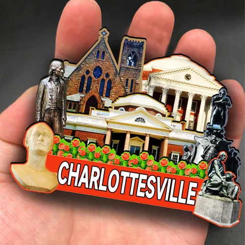 Miniatura 4 de Imán de madera de Charlottesville de Estados Unidos 3D para nevera, recuerdos coleccionables, decoraciones artesanales hechas a mano