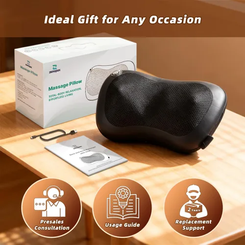 Miniatura 9 de Zenopax Shiatsu Masajeador de cuello y espalda con calor, almohada eléctrica recargable inalámbrica para aliviar el dolor muscular, amasamiento