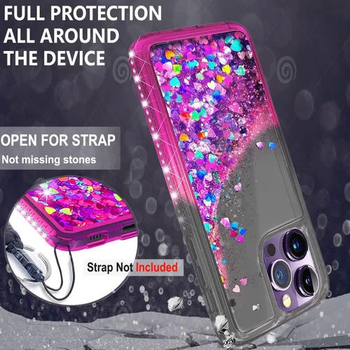Miniatura 6 de STARSHOP Funda compatible con iPhone 13 Pro Max, con [protector de pantalla de vidrio templado incluido] Liquid Bling Sparkle Flotante Glitter