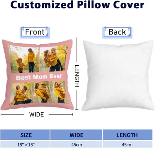 Miniatura 4 de Best Mom Ever Custom Pillowcase – Personalized Photo Collage Throw Pillow Cover, Gift for Family, Couples, Christmas, Valentine's Day, Birthday & 5