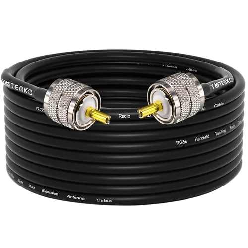 Miniatura 33 de Cable de puente PL259 de 1 pie - Cable coaxial RG58 de 15 pulgadas corto 50 ohmios coaxial para medidor SWR radio de radioaficionado radio CB