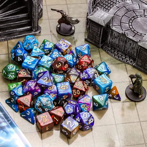 Miniatura 9 de CiaraQ Juego de dados poliédricos - Dados para juegos de rol DND para Calabozos y Dragones, juego de mesa RPG, doble color, 35 piezas