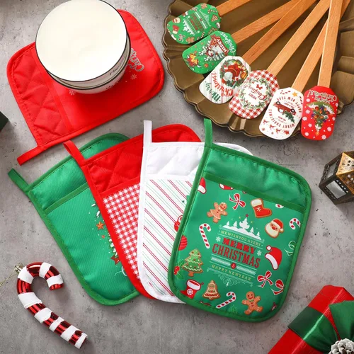 Miniatura 4 de Zhehao Juego de 12 espátulas de silicona para Navidad, resistentes al calor, con bolsillo para hornear, regalos para regalos de Navidad, suministros