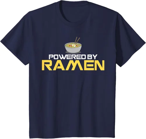Miniatura 54 de Camiseta de fideos de anime japoneses Powered By Ramen, Negro, S