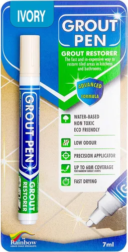 Rotulador de pintura para azulejos de marfil con rotulador de lechada impermeable, colorante de lechada para azulejos y sellador, color marfil,