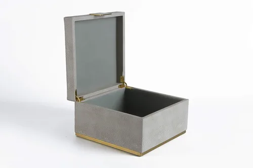Miniatura 6 de Ivory Shagreen - Organizador decorativo cuadrado para decoración del hogar, joyero de almacenamiento de piel sintética, accesorios para hombres