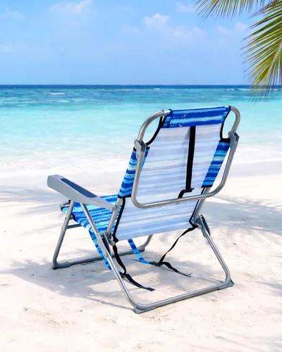 Miniatura 7 de GVDV Sillas de playa tipo mochila para adultos, silla plegable plana portátil con portavasos y toalleros, silla reclinable ajustable de 4 posiciones