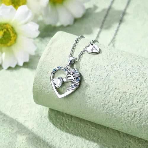 Miniatura 6 de Regalos de unicornios para niñas y niños, collar de corazón, collares de unicornio para niñas, collares con iniciales, joyería de unicornio, joyería