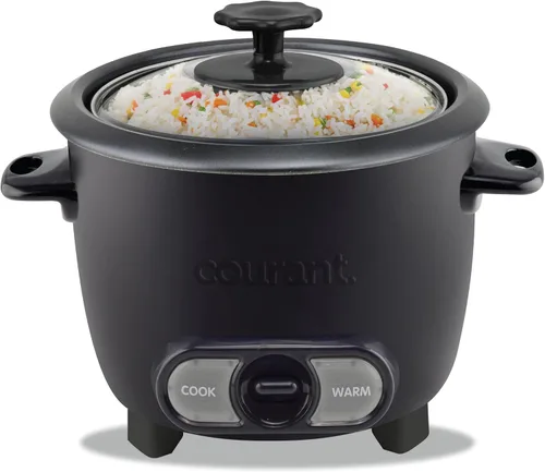 Miniatura 6 de Courant Olla arrocera de 8 tazas (cocida), recipiente antiadherente extraíble, olla arrocera de un solo toque, color negro