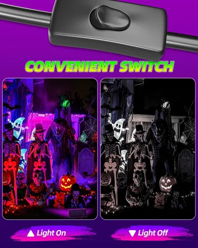 Miniatura 6 de Luces negras de 50 W, IP66, impermeables, para exteriores, reflectores de luz negra con interruptor, enchufe, cable de 6 pies para fiesta brillante