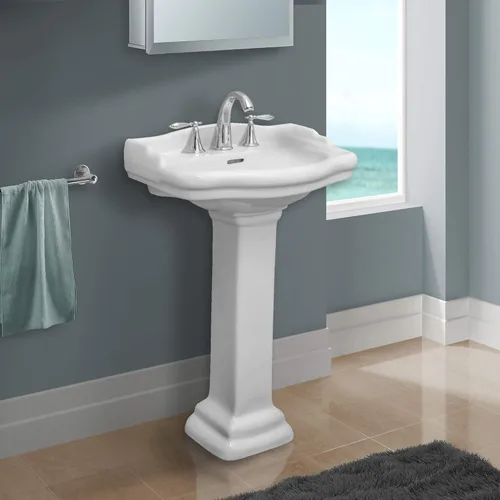 Miniatura 10 de Fine Fixtures Roosevelt Lavabo de Pedestal para Baño – Lavabo de Pedestal Pequeño de 22 Pulgadas, Porcelana Vítrea Duradera con Grifo de Lavabo