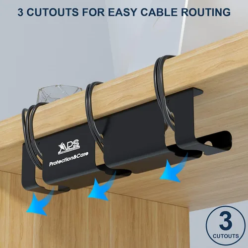 Miniatura 2 de Bandeja de organización de cables para debajo del escritorio (paquete de 2) – Organizador de cables de metal resistente de 16 pulgadas debajo