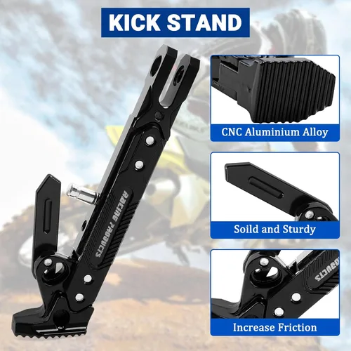 Miniatura 2 de Soporte de trípode ajustable para motocicleta, soporte lateral para motocicleta (negro)